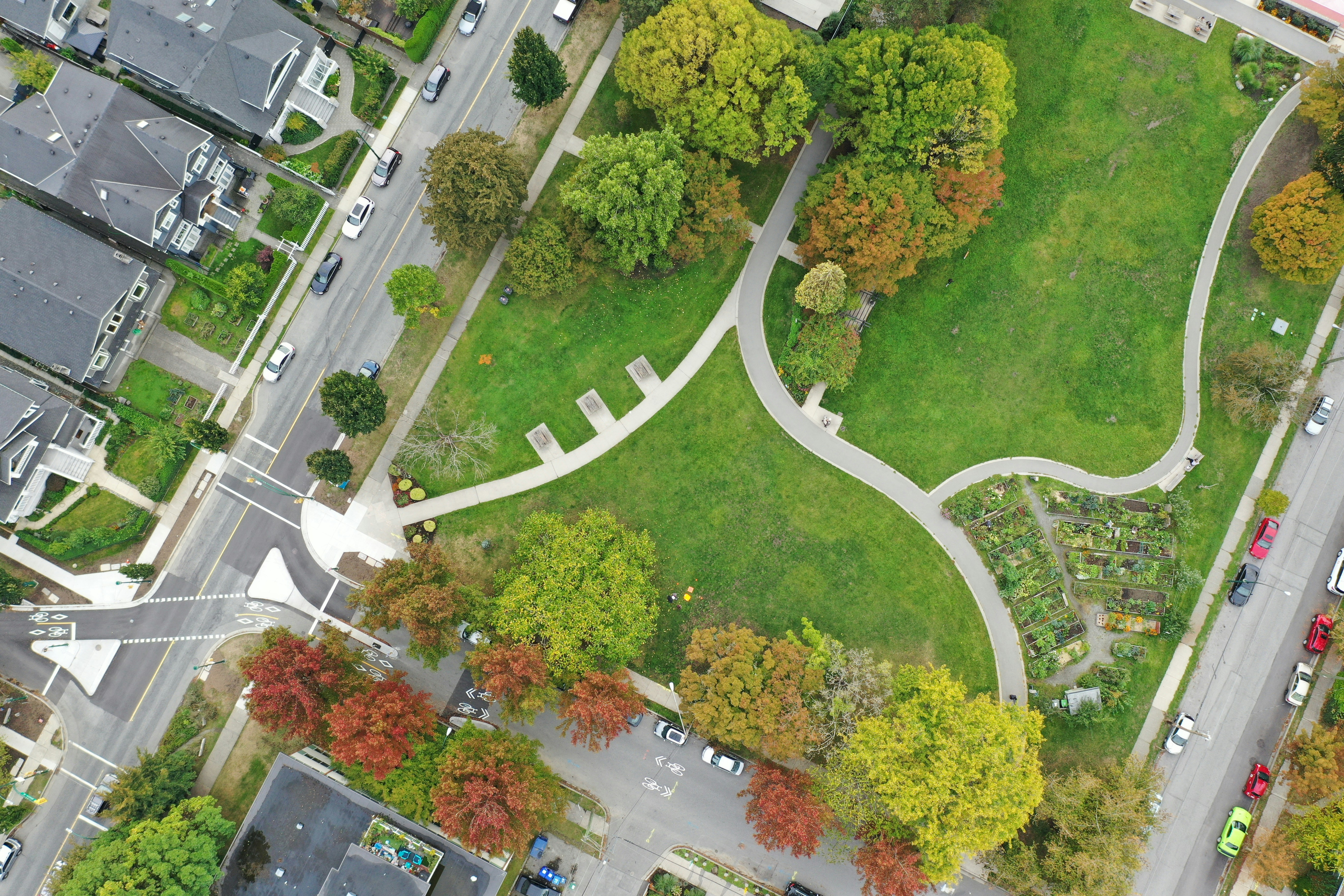 Urban green space from above